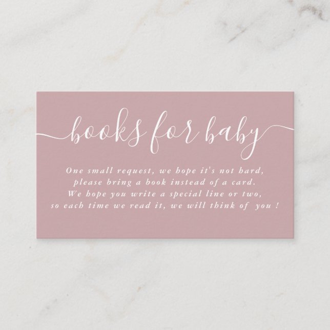Dusty Mauve Typography Baby Shower Books For Baby Enclosure Card (Front)