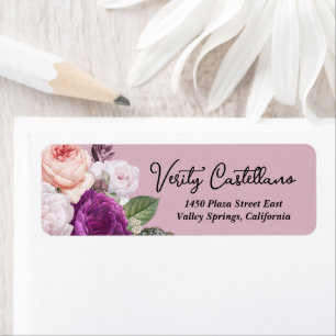 Dusty Mauve Vintage Roses Floral Return Address