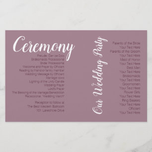 Dusty Mauve Wedding Photo Ceremony Program