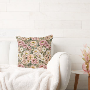 Dusty Mauve & White Roses Cushion