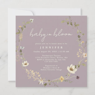 Dusty Mauve Wildflower Baby In Bloom Baby Shower Invitation