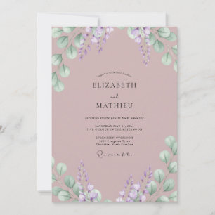 Dusty Mauve Wisteria Wedding Invitation
