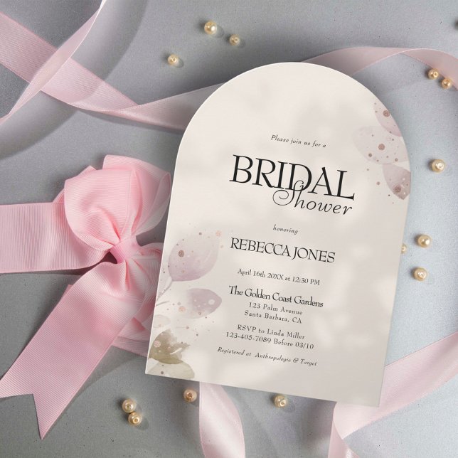Dusty Muted Blush Pink Floral Arch Bridal Shower Invitation (Creator Uploaded)