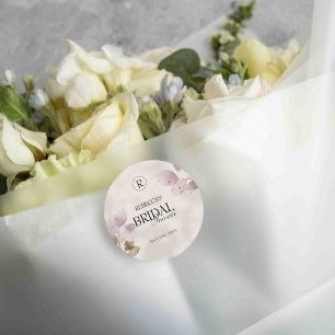 Dusty Muted Blush Pink Floral Bridal Shower Classic Round Sticker
