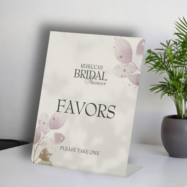 Dusty Muted Blush Pink Floral Bridal Shower Favour Pedestal Sign (Creator Uploaded)