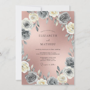 Dusty Muted Mauve Painted Wedding Invitation