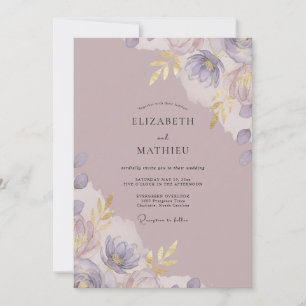 Dusty Muted Mauve Petal Wedding Invitation