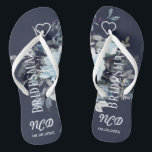 Dusty Navy Blue Botanical Floral Bridesmaid Favour Flip Flops<br><div class="desc">Design features a printed coloured with floral element in shades of dusty blue and navy blue over greenery and peony blooms. Great for your wedding celebrations!</div>