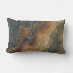 Dusty Navy Blue Burnt Orange Sage Abstract Lumbar Cushion