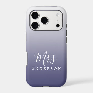 Dusty Navy Blue Ombre Script Future Mrs Name