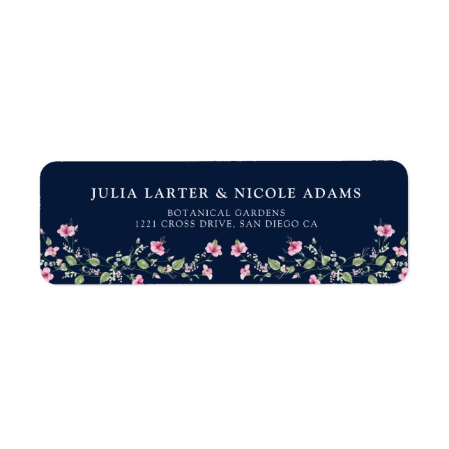 Dusty Navy Blue Pink Hibiscus Bloom Wedding Shower (Front)