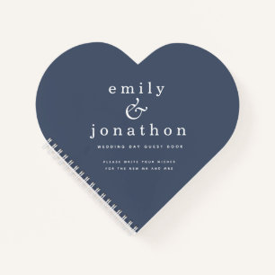 Dusty Navy Blue Wedding Heart Guest Book