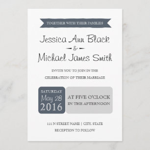 Dusty Navy & Grey   Wedding Invite