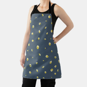 Dusty Navy Japanese Yellow Viola Floral Pattern Apron