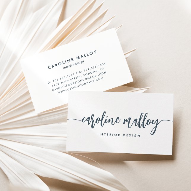 Dusty Navy | Modern Signature Script Business Card (Creator Uploaded)