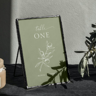 Dusty Olive Green Wedding   Elegant Rustic Garden Table Number
