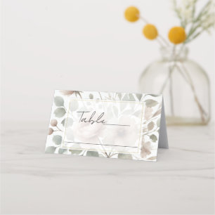 Dusty Olive & Pink Watercolor Floral Wedding Place Card
