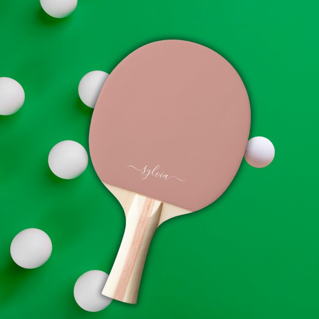 Dusty Orange Modern Girly Monogram Name Ping Pong Paddle (Dusty Orange Modern Girly Monogram Name Ping Pong Paddle)