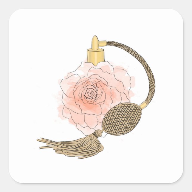 Dusty Orange Rose Perfume Square Sticker (Front)