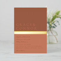 Dusty Orange Terracotta Gold Foil Stripe Wedding