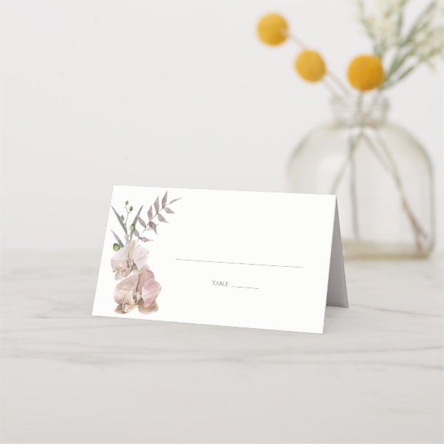 Dusty Orchid Boho Botanical Wedding Place Card (Front)