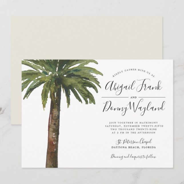 Dusty Palm | Wedding Celebration Sand Back Invitation (Front/Back)