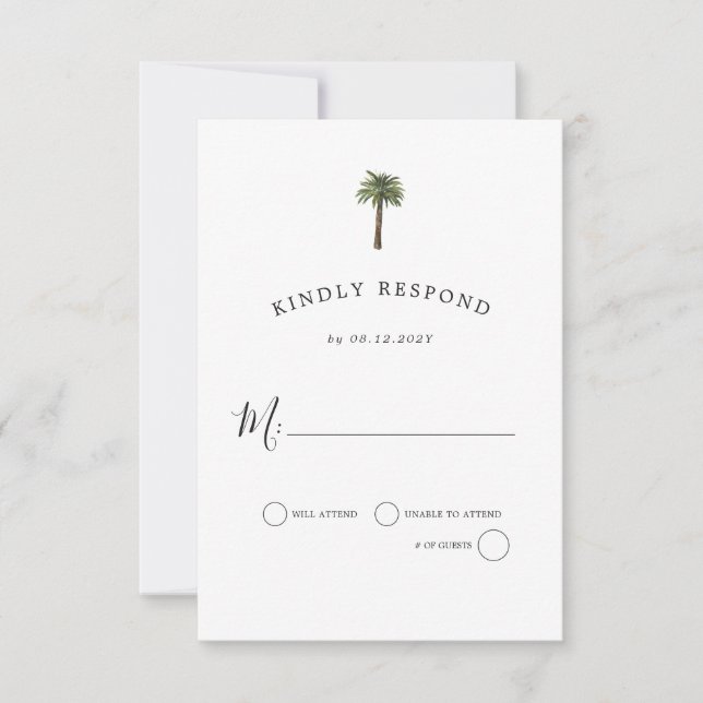 Dusty Palms | Wedding Celebration | RSVP Reply Card (Front)