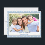 Dusty Pastel Blue Christmas Tree Family Photo Holiday Card<br><div class="desc">Pastel  - Dusty Blue and White Christmas Tree Merry Christmas Holiday Photo Card. The picture and family name can be replaced on this simple and modern Christmas Photo Card.</div>