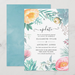 Dusty Pastel Tropical Floral Summer Wedding Update Invitation