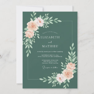 Dusty Peach Botanical Flourish Wedding Invitation
