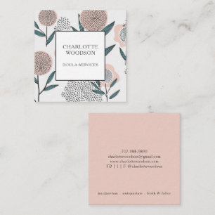 Dusty Peach Floral Doula Magnetic Business Card