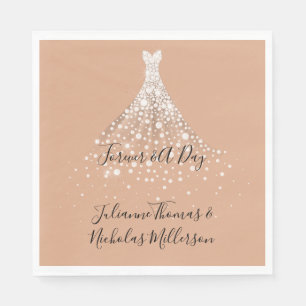 Dusty Peach Gold Confetti Diamonds Dress Napkin