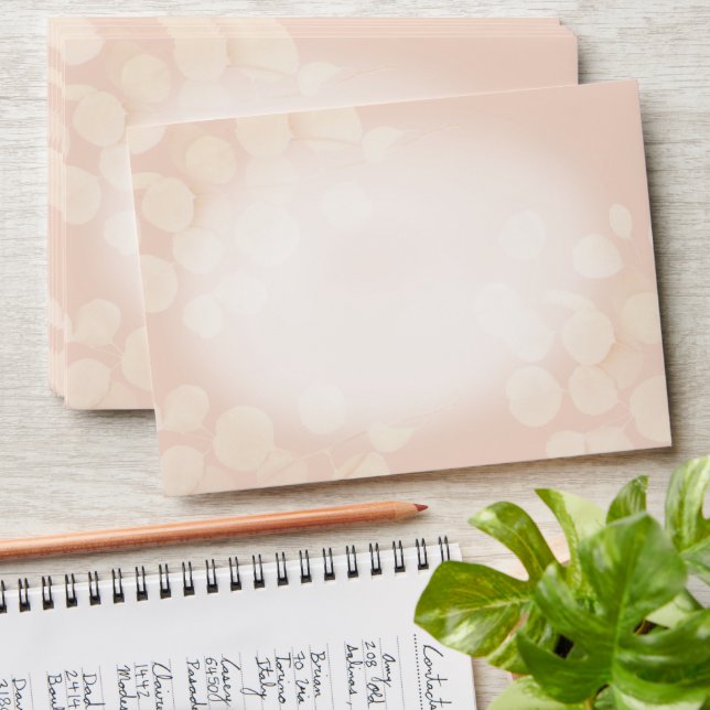 Dusty Peach, Leaf Design Mailing Envelope (Stacked)