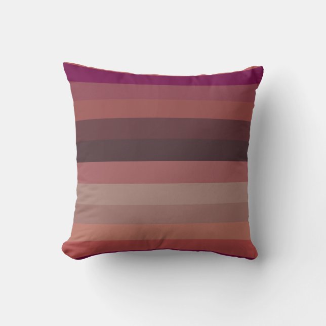 Dusty Peach & Mauve Horizontal Stripes Cushion (Front)