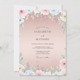 Dusty Peach Petal Wedding Invitation