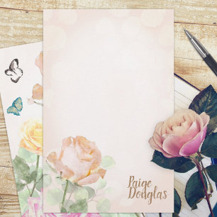Dusty Peach Rose Personal Stationery Paper