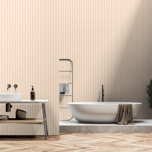Dusty Peach Two Inch Wide Butcher Stripe Wallpaper
