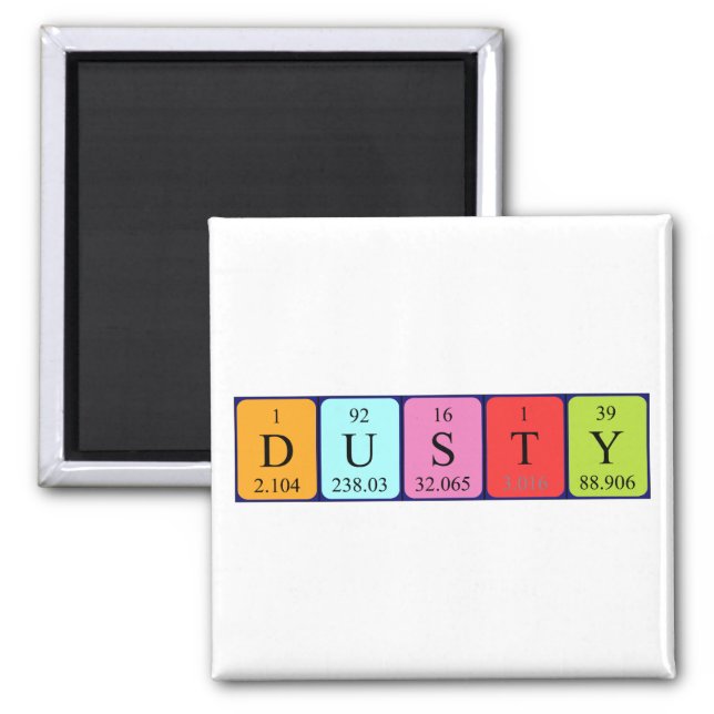 Dusty periodic table name magnet (Front)