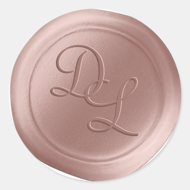 Dusty Pink 2 Letter Monogram Wax Seal Stickers (Front)
