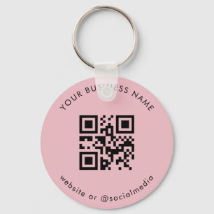 Dusty Pink Add Your Custom Business Qr Code Scan Key Ring