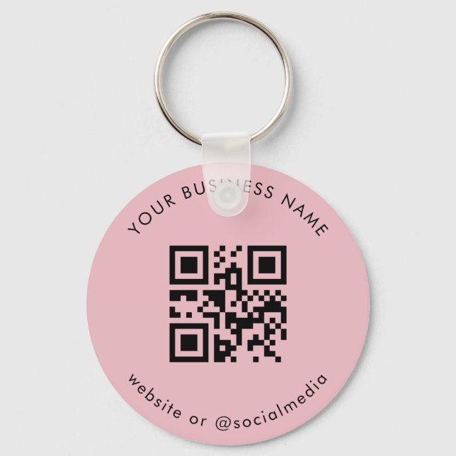 Dusty Pink Add Your Custom Business Qr Code Scan Key Ring (Front)