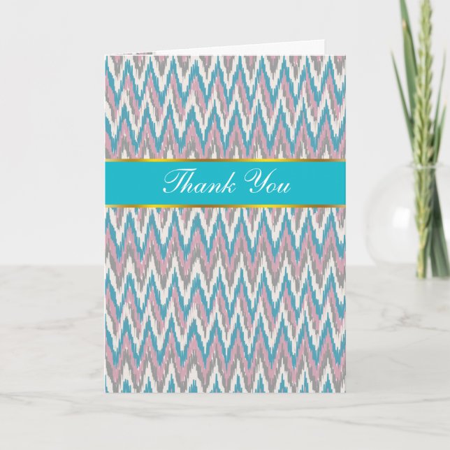 Dusty Pink and Blue  iKat Thank You Card (Front)