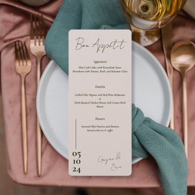 Dusty Pink and blue Love Letter Wedding menu  (Creator Uploaded)