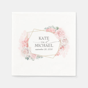 Dusty Pink and Blush Floral Wedding Napkin