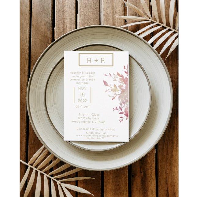 Dusty Pink and Gold Modern Minimalist Wedding Invitation (Creator Uploaded)