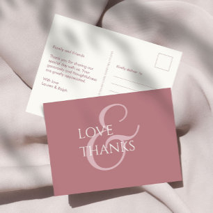 Dusty Pink and Ivory Non-Photo Thank You Postcard