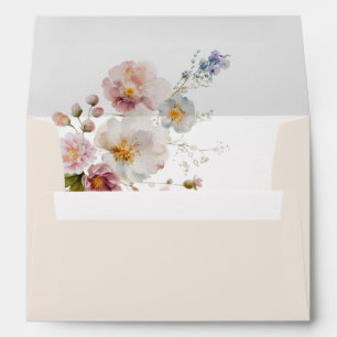 Dusty Pink and Purple Flowers Elegant Romantic Envelope