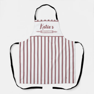 Dusty Pink And White Pinstripe Custom Apron