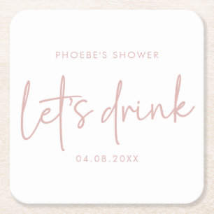 Dusty Pink and White Script Bridal Shower Coaster
