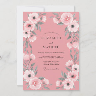 Dusty Pink Anemone Wedding Invitation